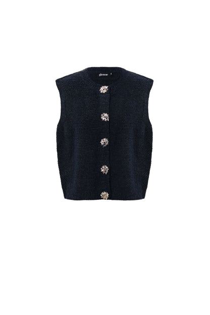 Knitted Polyester Fiber Women's Knitted Vest Casual Solid Color