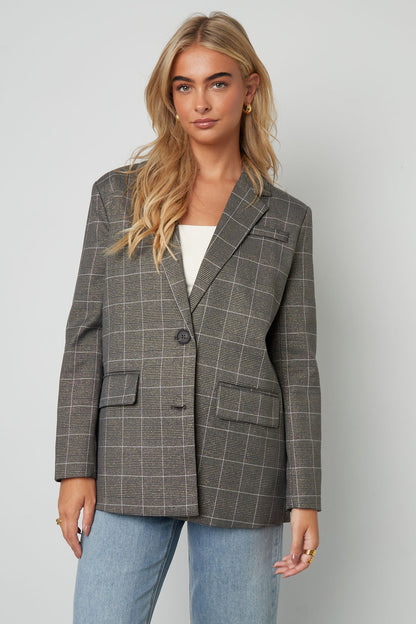 Polyester Fiber Women's Suit Set Conservative Checkered Fall/Winter