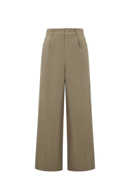 Woven Polyester Fiber Women's Wide Leg Pants Elegant Solid Color Fall/Winter