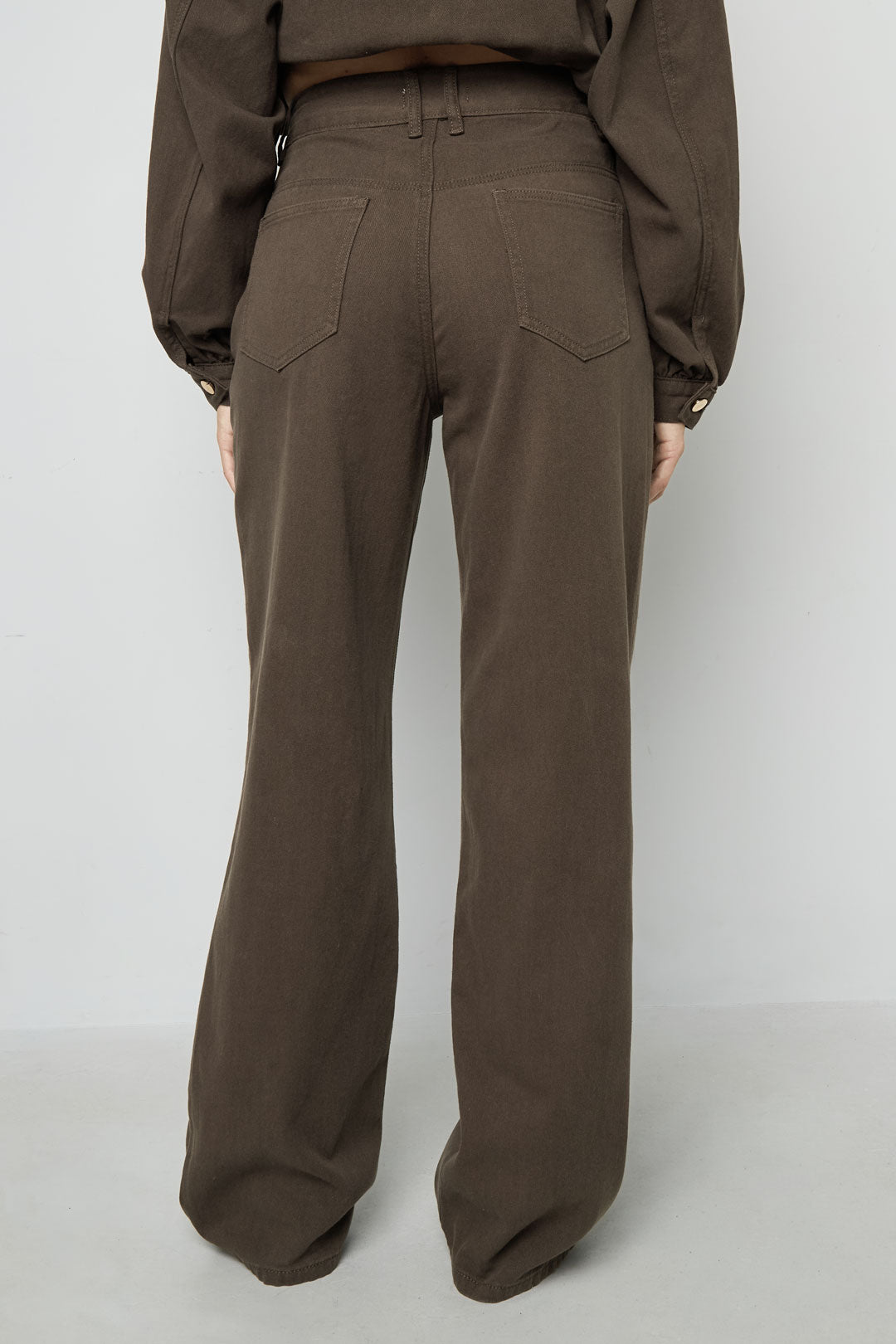 Woven Cotton Women's Straight Leg Pants Casual Solid Color