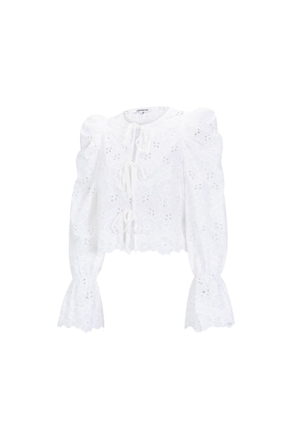 Cotton Woven Women's Long Sleeve Top Casual Cutout