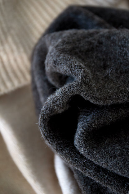 Knitted Polyester Fiber Women's Off-Shoulder Sweater Elegant Solid Color