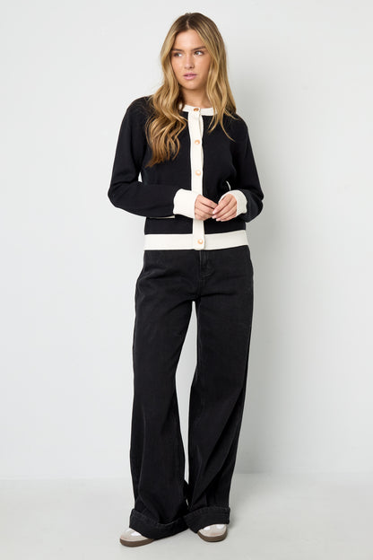 Knitted Polyester Women's Knit Cardigan Casual Color Clash