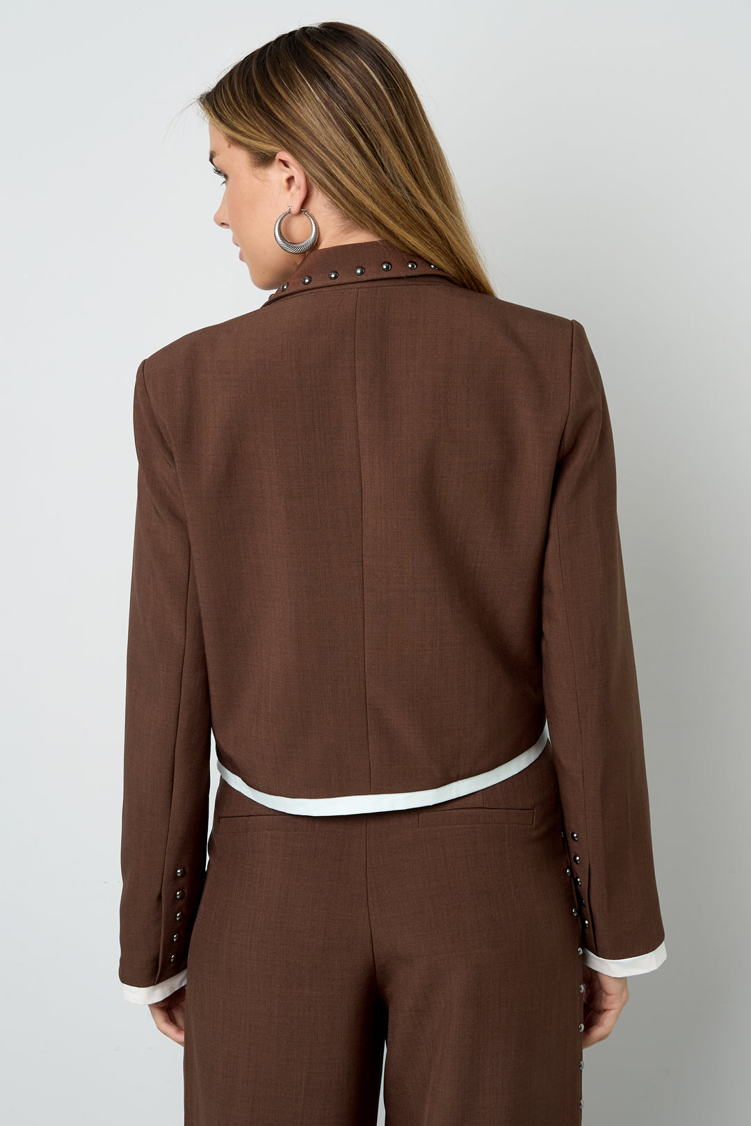 Woven Polyester Fiber Women's Suit Set Fall/Winter Street Solid Color