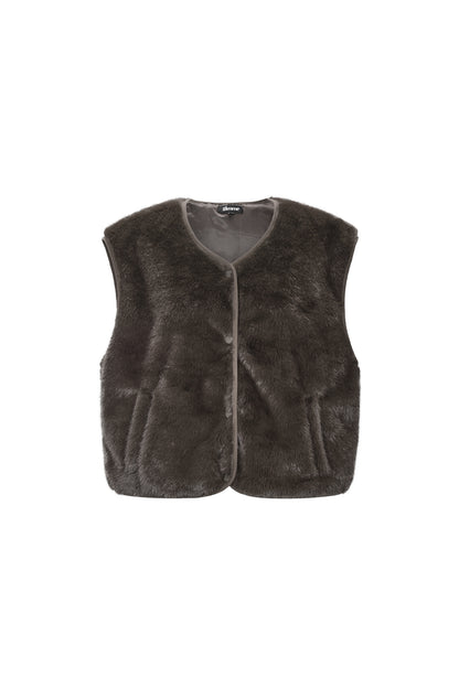 Woven Polyester Fiber Women's Vest Casual Fall/Winter Solid Color