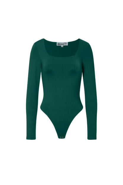 Knitted Nylon Shapewear Bodysuit Basic Solid Color