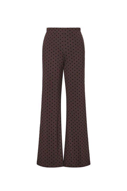 Woven Polyester Fiber Women's Flared Pants Elegant Polka Dots