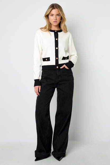 Knitted Polyester Women's Knit Cardigan Casual Color Clash