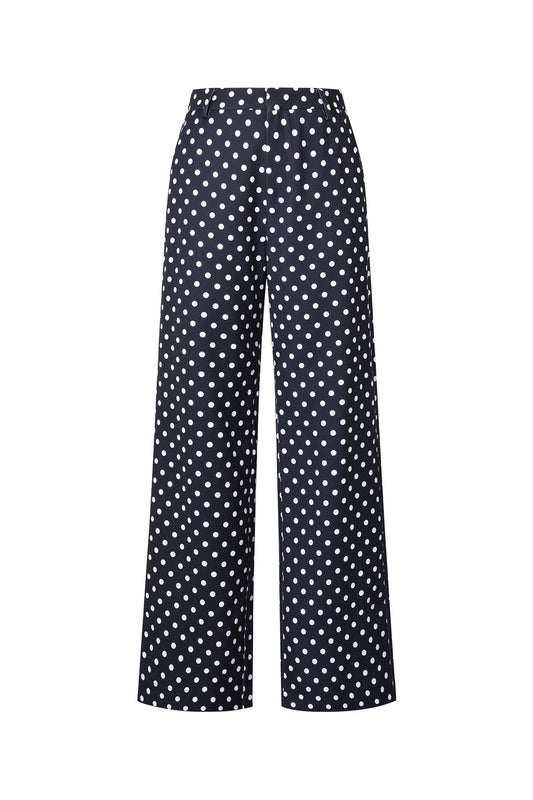 Woven Polyester Fiber Women's Straight Pants Elegant Polka Dots