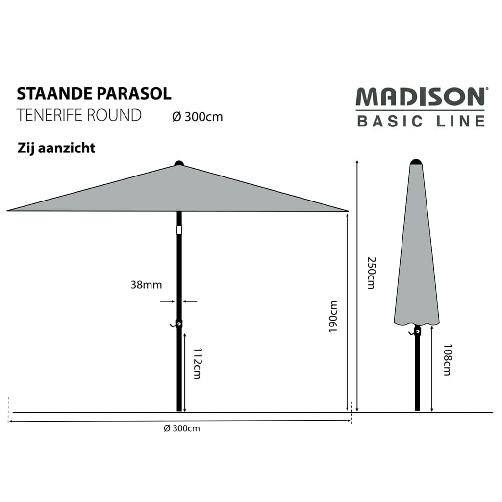 Madison Parasol Tenerife Rond 300 Cm Appeltjesgroen