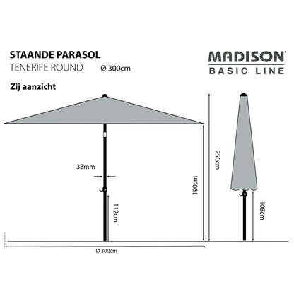 Madison Parasol Tenerife Rond 300 Cm Appeltjesgroen