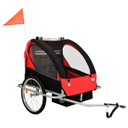 Kinderfietskar En Wandelwagen 2-In-1 Groen En Grijs