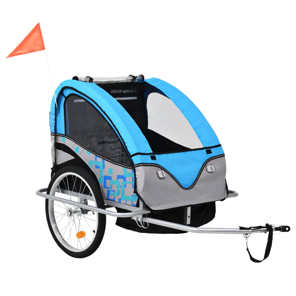 Kinderfietskar En Wandelwagen 2-In-1 Groen En Grijs