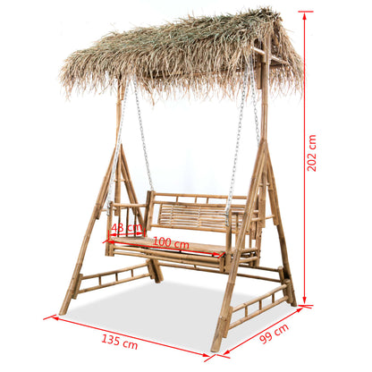 Schommelbank Met Palmbladeren 2-Zits 202 Cm Bamboe