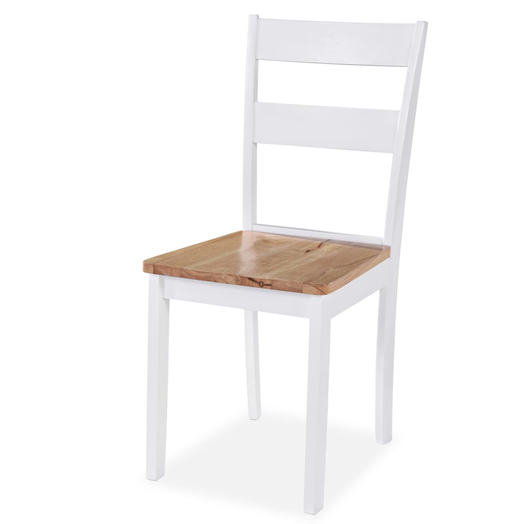 Eetkamerstoelen 6 St Massief Rubberwood Wit