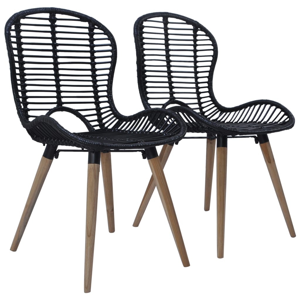 Eetkamerstoelen 6 St Natuurlijk Rattan Zwart