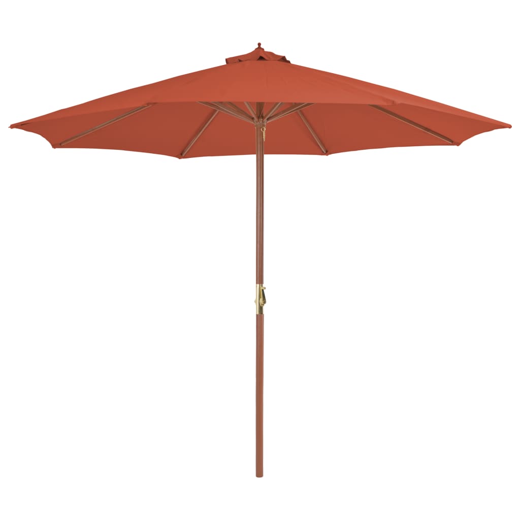 Parasol Met Houten Paal 300 Cm Terracotta