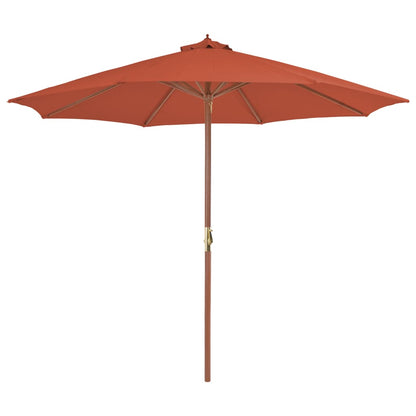 Parasol Met Houten Paal 300 Cm Terracotta