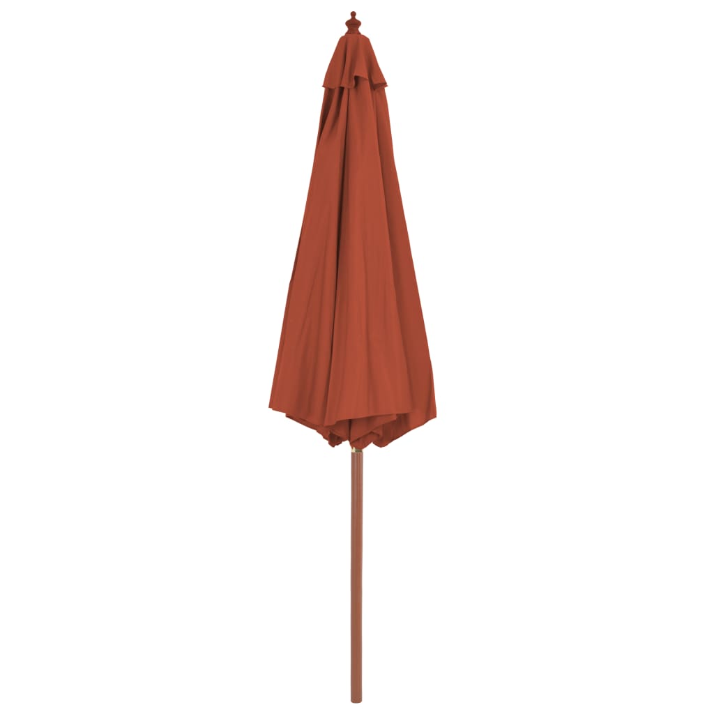 Parasol Met Houten Paal 300 Cm Terracotta