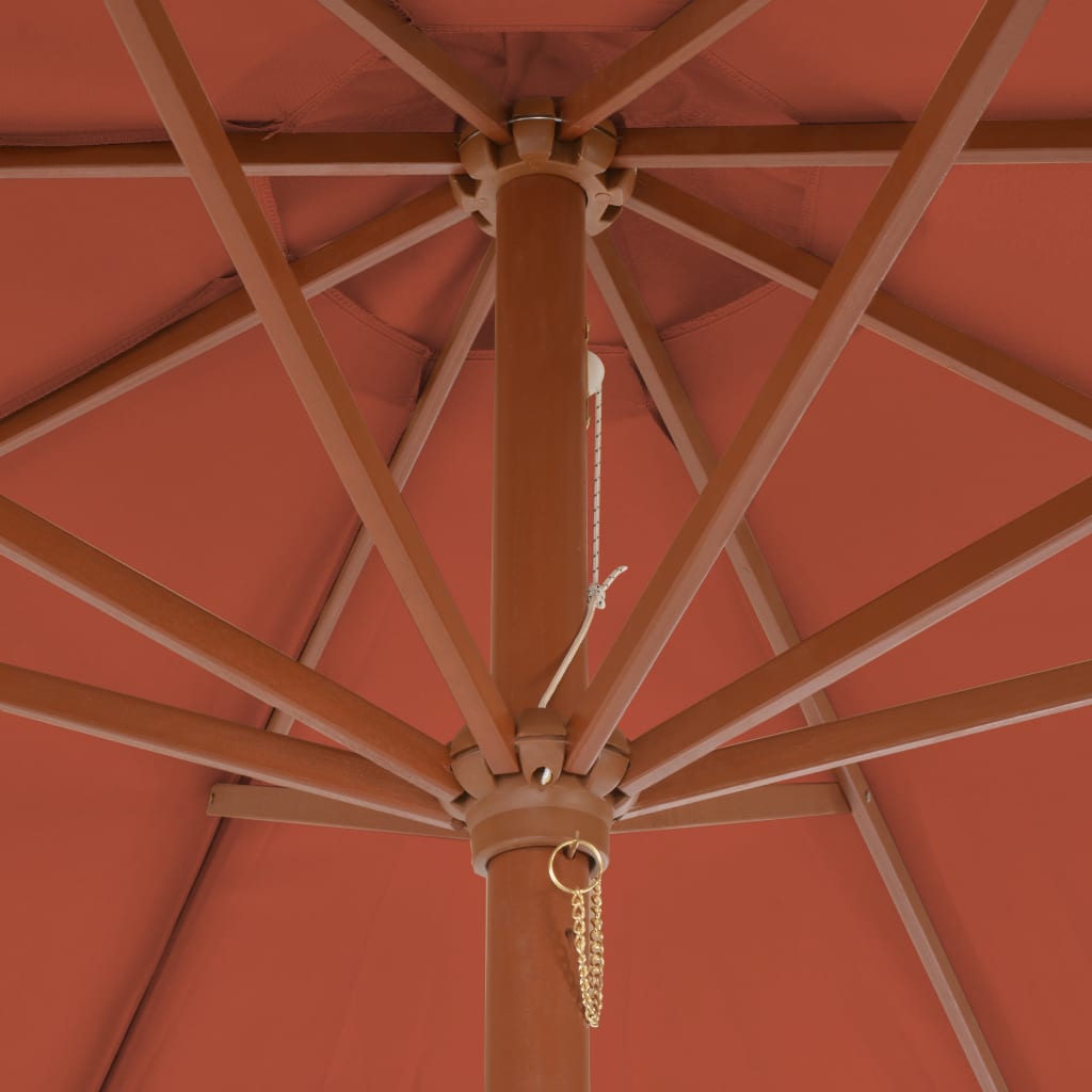 Parasol Met Houten Paal 300 Cm Terracotta