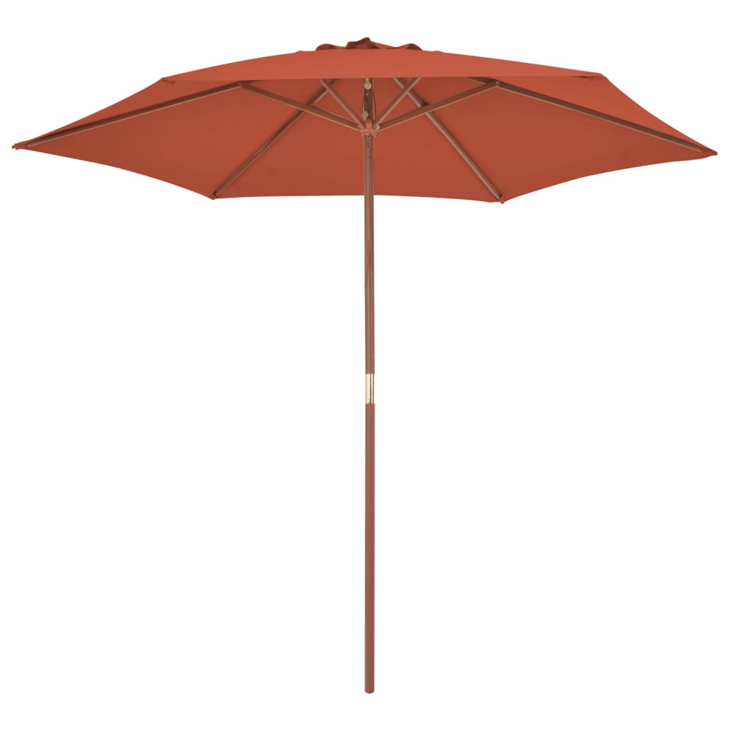 Parasol Met Houten Paal 270 Cm Terracotta