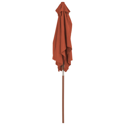 Parasol Met Houten Paal 150X200 Cm Terracottakleurig