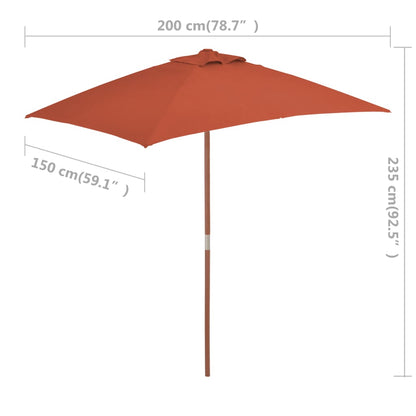 Parasol Met Houten Paal 150X200 Cm Terracottakleurig