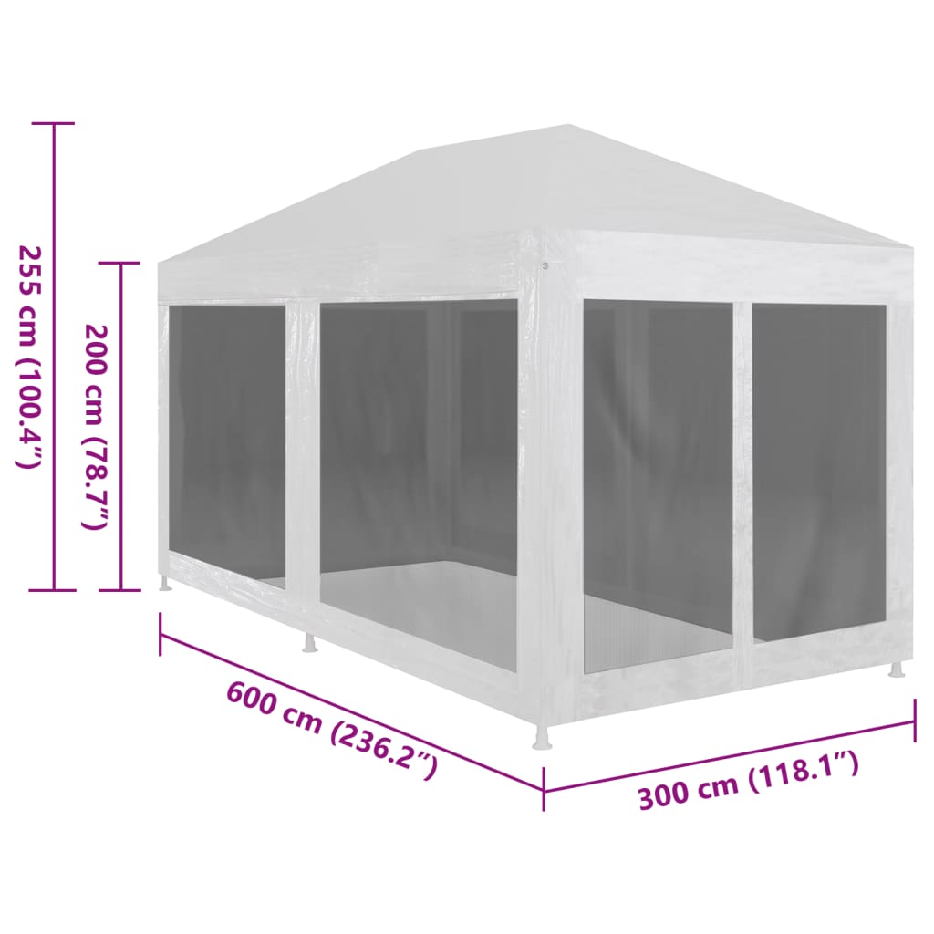 Partytent Met 6 Mesh Zijwanden