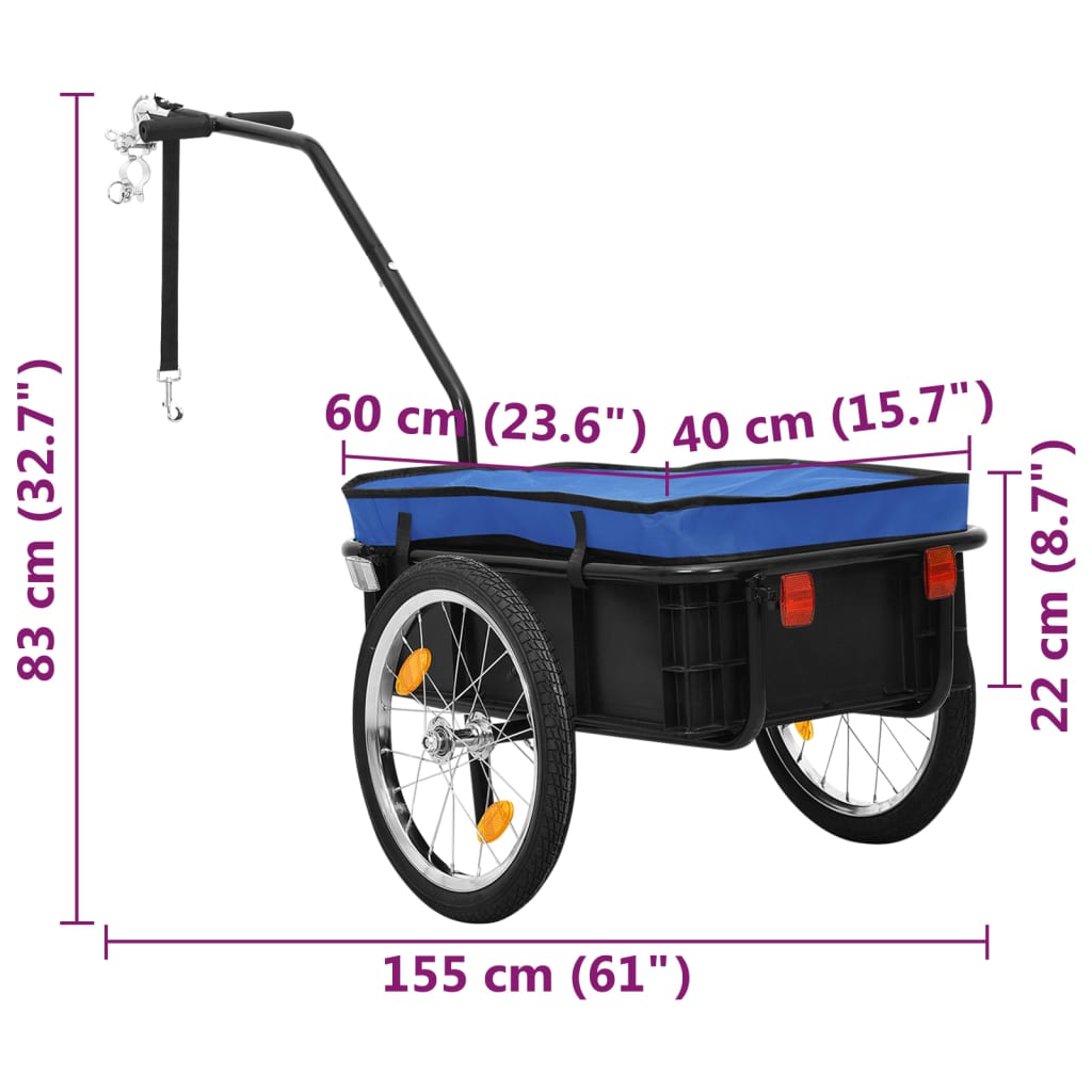 Fietskar/Trekwagen 155X60X83 Cm Staal Blauw