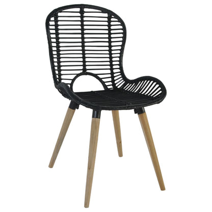 Eetkamerstoelen 6 St Natuurlijk Rattan Zwart