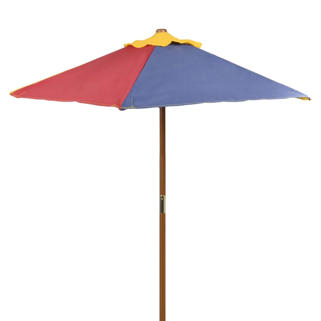 Kinderpicknicktafel Met Banken En Parasol Hout Meerkleurig