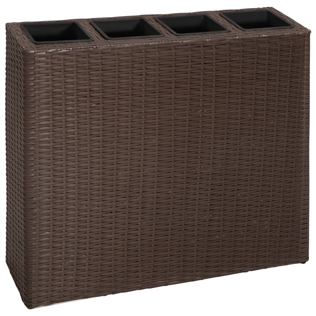 Plantenbak Verhoogd Met 4 Potten Poly Rattan