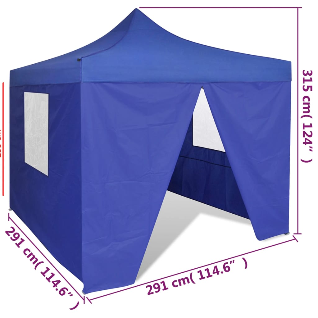 Vouwtent Met 4 Zijwanden 3X3 M Blauw