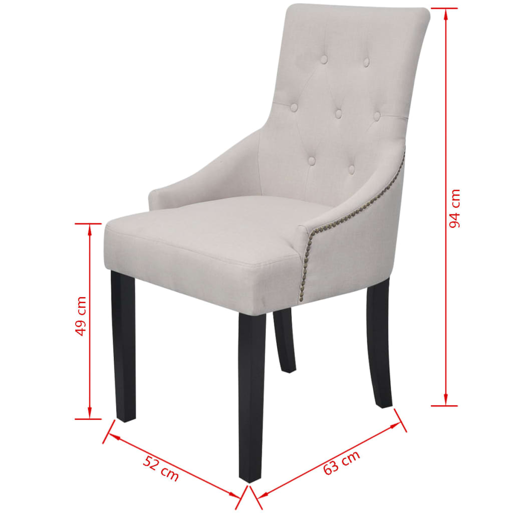 Eetkamerstoelen 2 St Stof Crèmegrijs