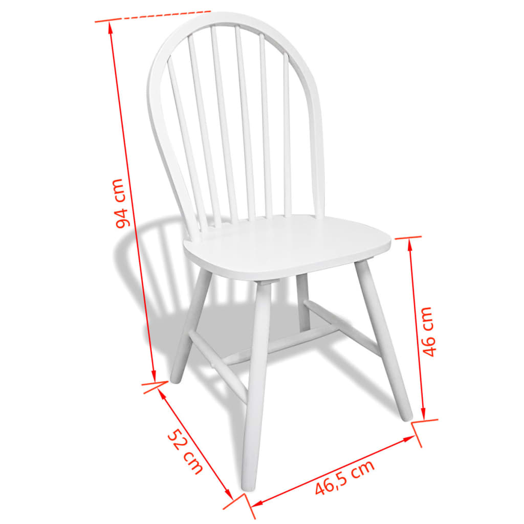 Eetkamerstoelen 6 St Massief Rubberwood Wit