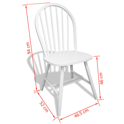 Eetkamerstoelen 6 St Massief Rubberwood Wit