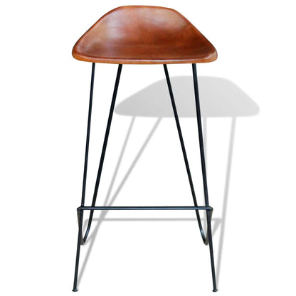 Barstoelen 2 St Echt Leer Zwart En Bruin