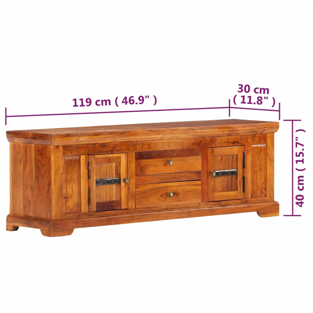 Tv-Meubel 119X30X40 Cm Massief Acaciahout