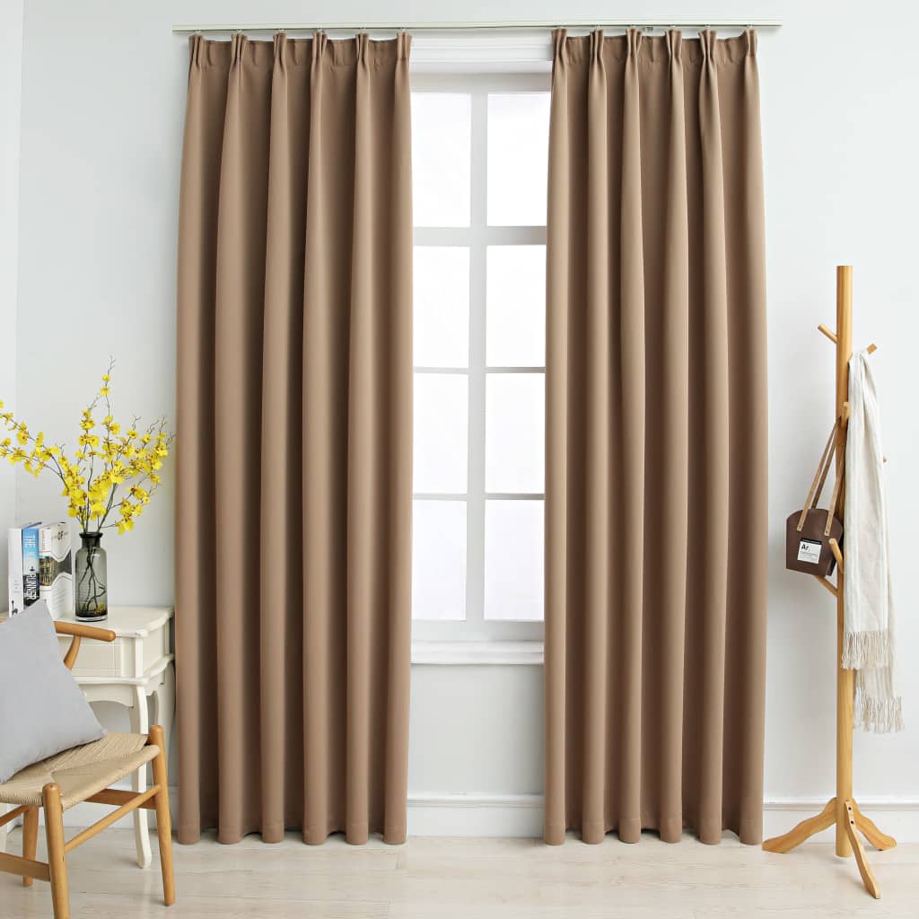 Gordijnen Verduisterend Met Haken 2 St 140X245 Cm Taupe