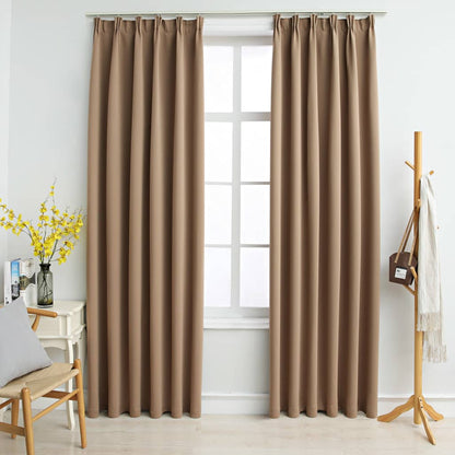 Gordijnen Verduisterend Met Haken 2 St 140X245 Cm Taupe