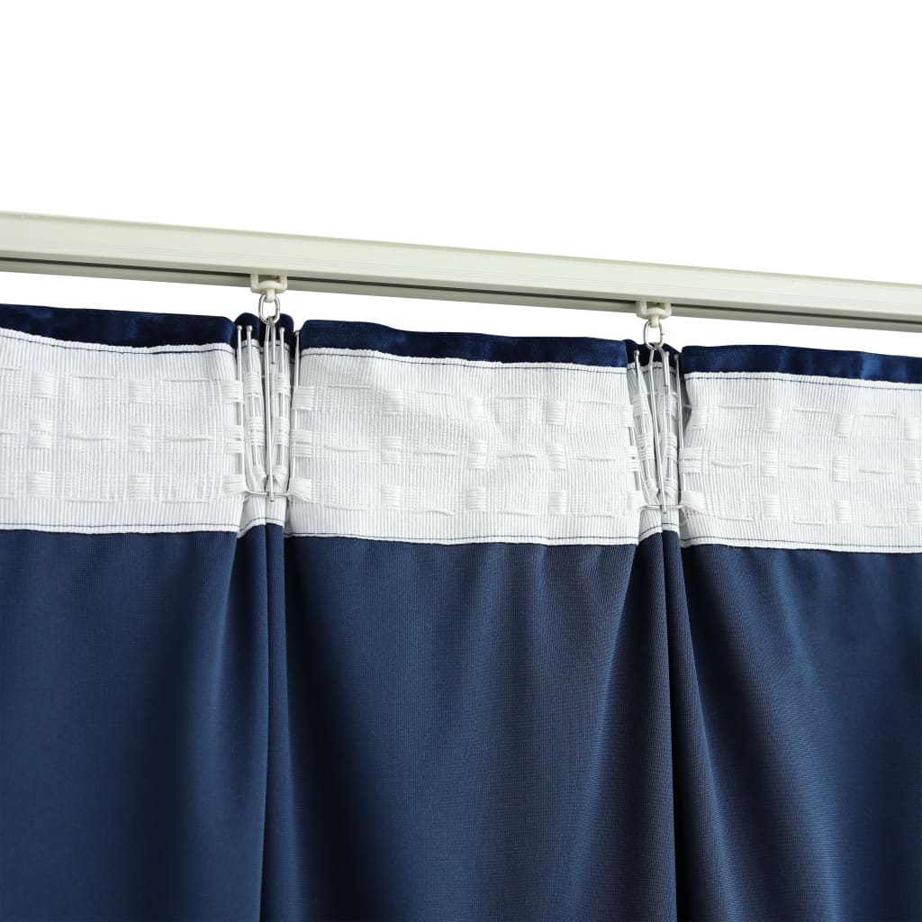 Gordijnen Verduisterend 2 St Met Haken 140X245 Cm Fluweel Blauw