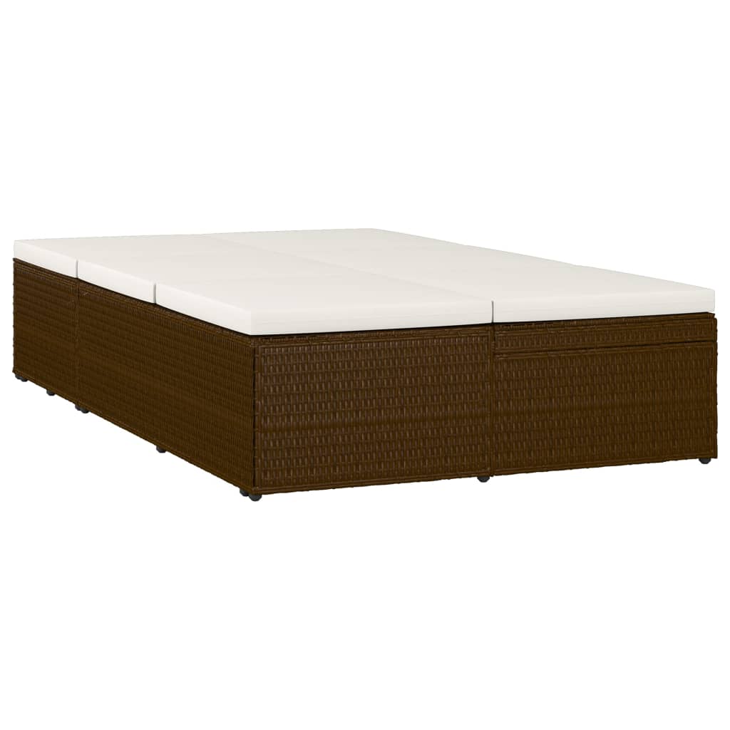 Ligbed Met Kussen Converteerbaar Poly Rattan