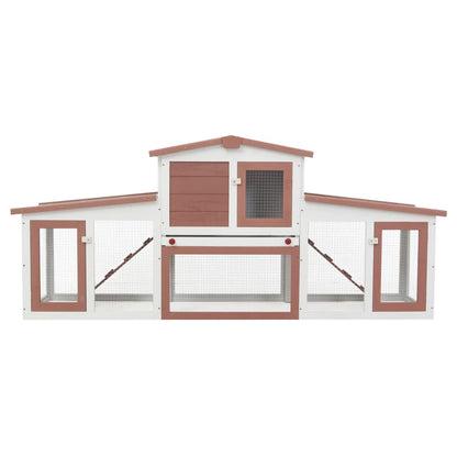 Konijnenhok Voor Buiten Groot 204X45X85 Cm Hout Bruin En Wit