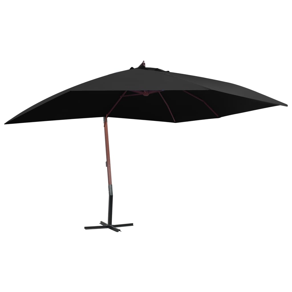 Zweefparasol Met Houten Paal 400X300 Cm Blauw