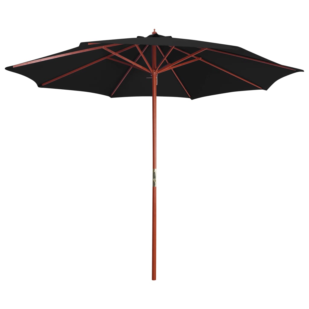 Parasol Met Houten Paal 300X258 Cm Blauw