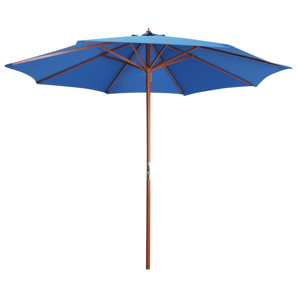 Parasol Met Houten Paal 300X258 Cm Blauw