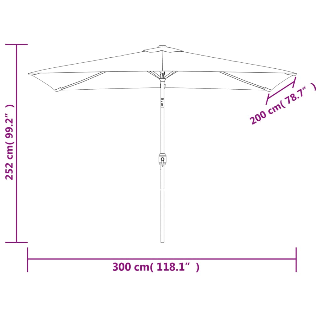 Parasol Met Metalen Paal 300X200 Cm Blauw