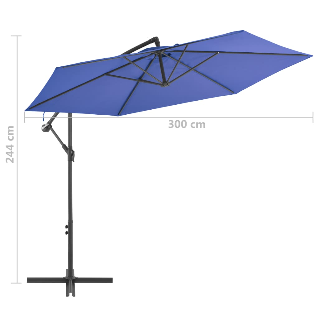 Zweefparasol Met Aluminium Paal 300 Cm Blauw