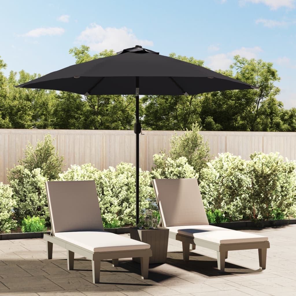 Parasol Met Led-Verlichting En Stalen Paal 300 Cm Blauw