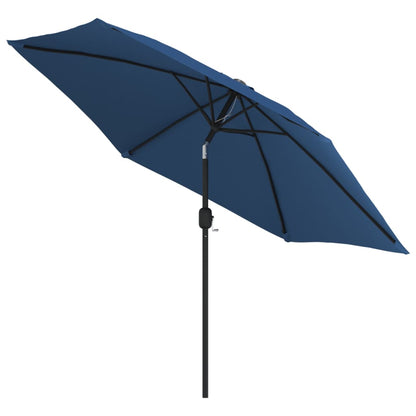 Parasol Met Led-Verlichting En Stalen Paal 300 Cm Blauw